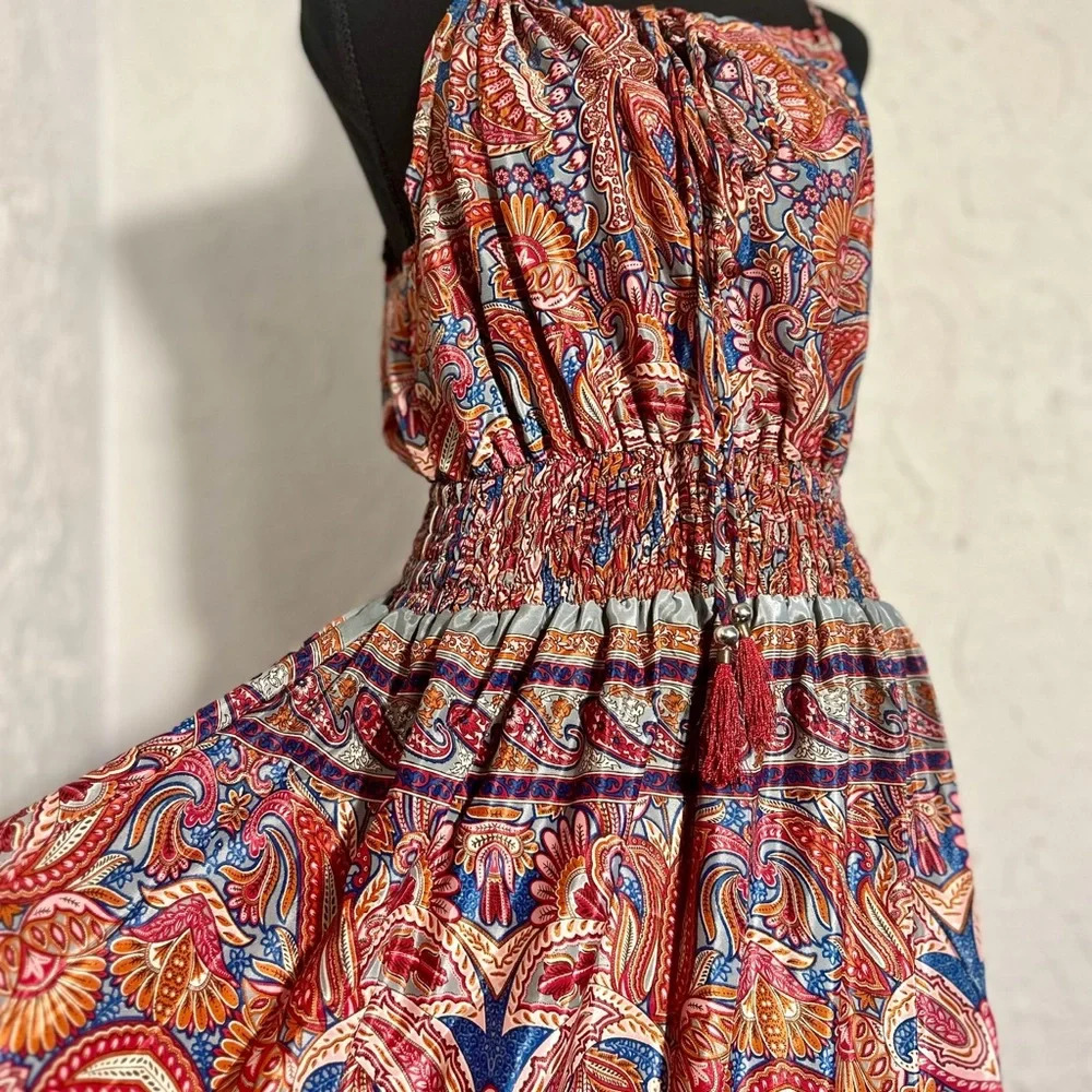 NWT! 100% Silk Sun Dress, Super Flowy, Gorgeous and NWT! Size L, P2P -20” - Picture 8 of 15